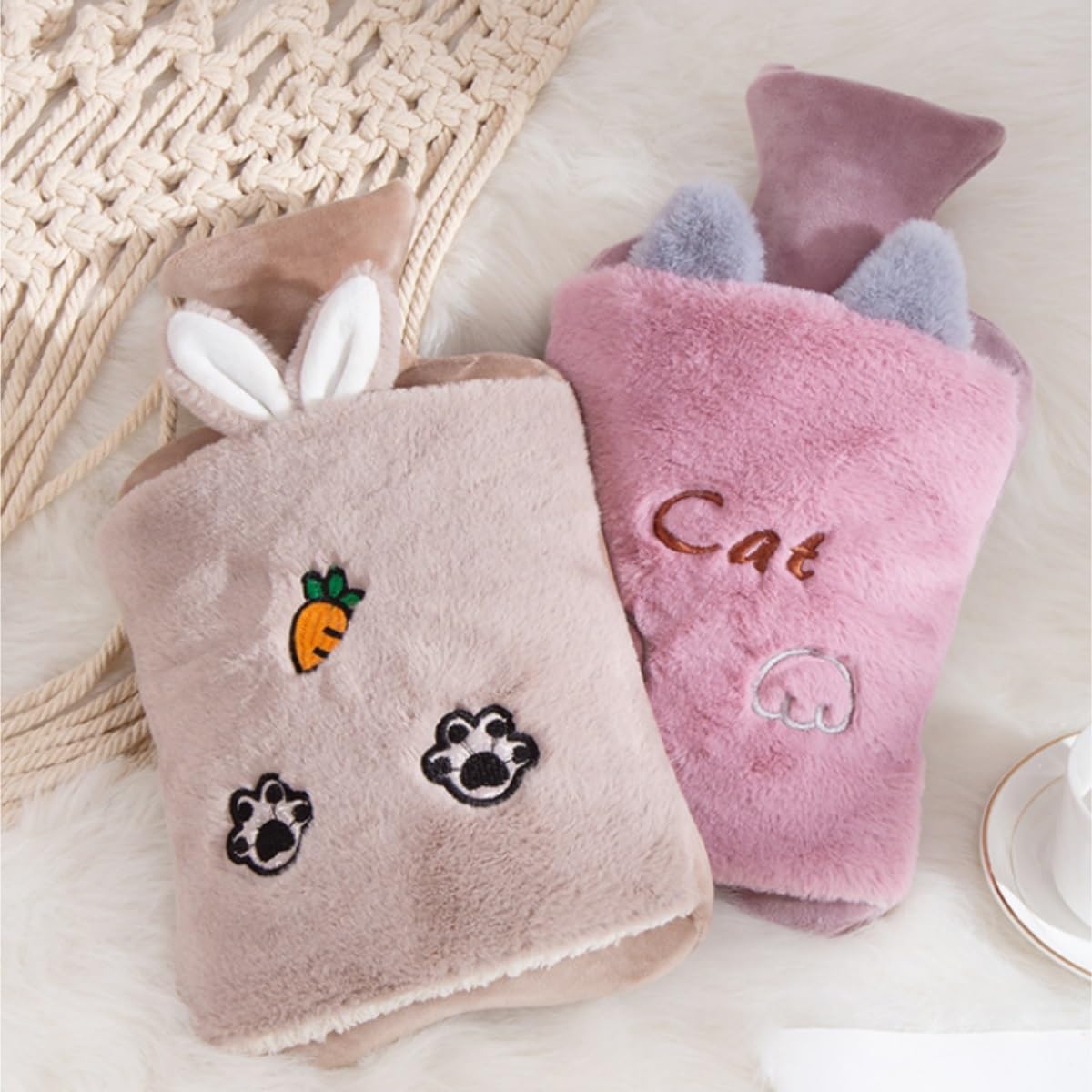 Bolsa de Agua Caliente Bolsa De Agua Caliente Llena De Agua Abrigo De Peluche Calentador De Pies Compresa Caliente Bolsa De Agua Caliente Hot Water Bottle Segura(Bruin)