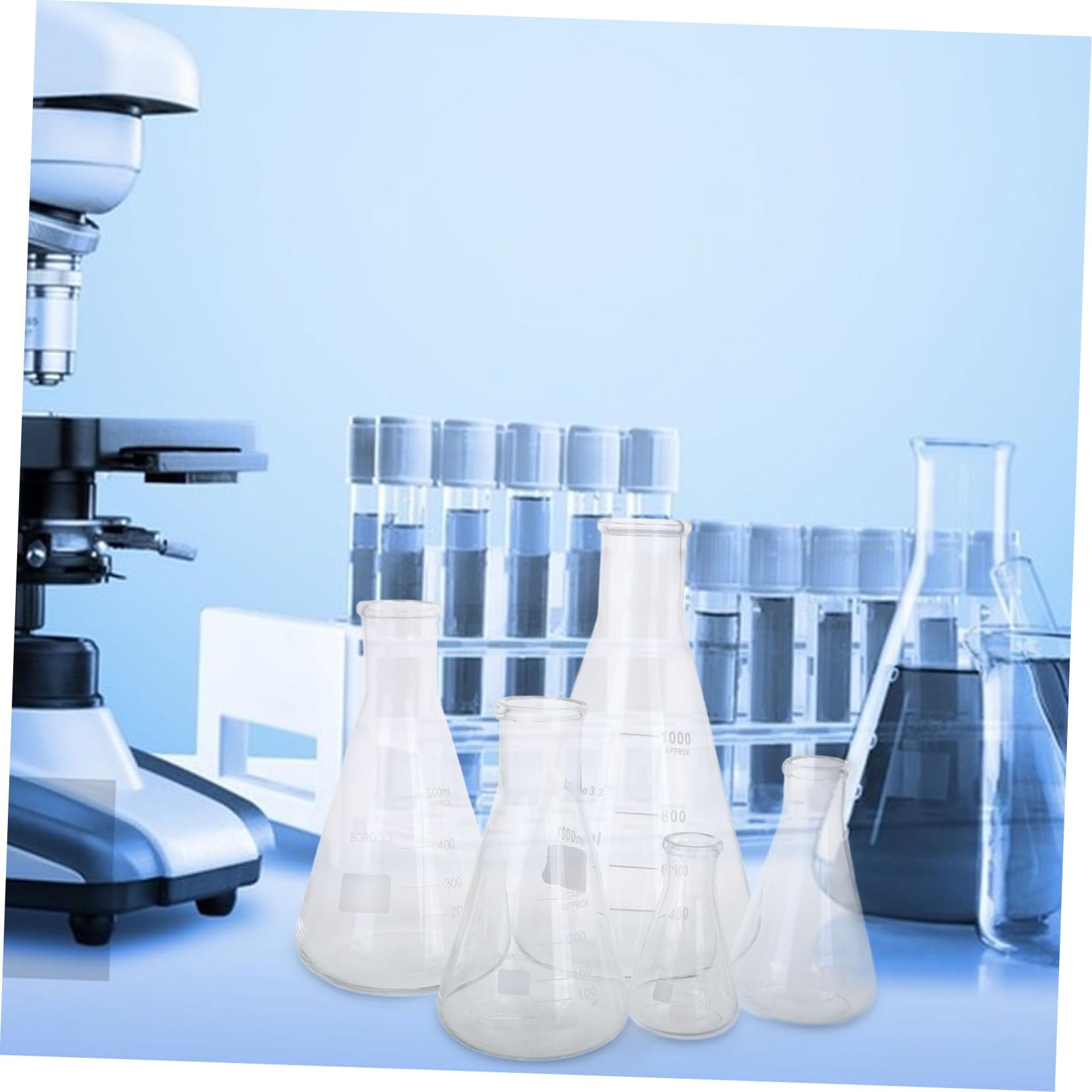 Cabilock 5piezas Matraces Erlenmeyer De Borosilicato Vidrio De Laboratorio Precisión Experimentos