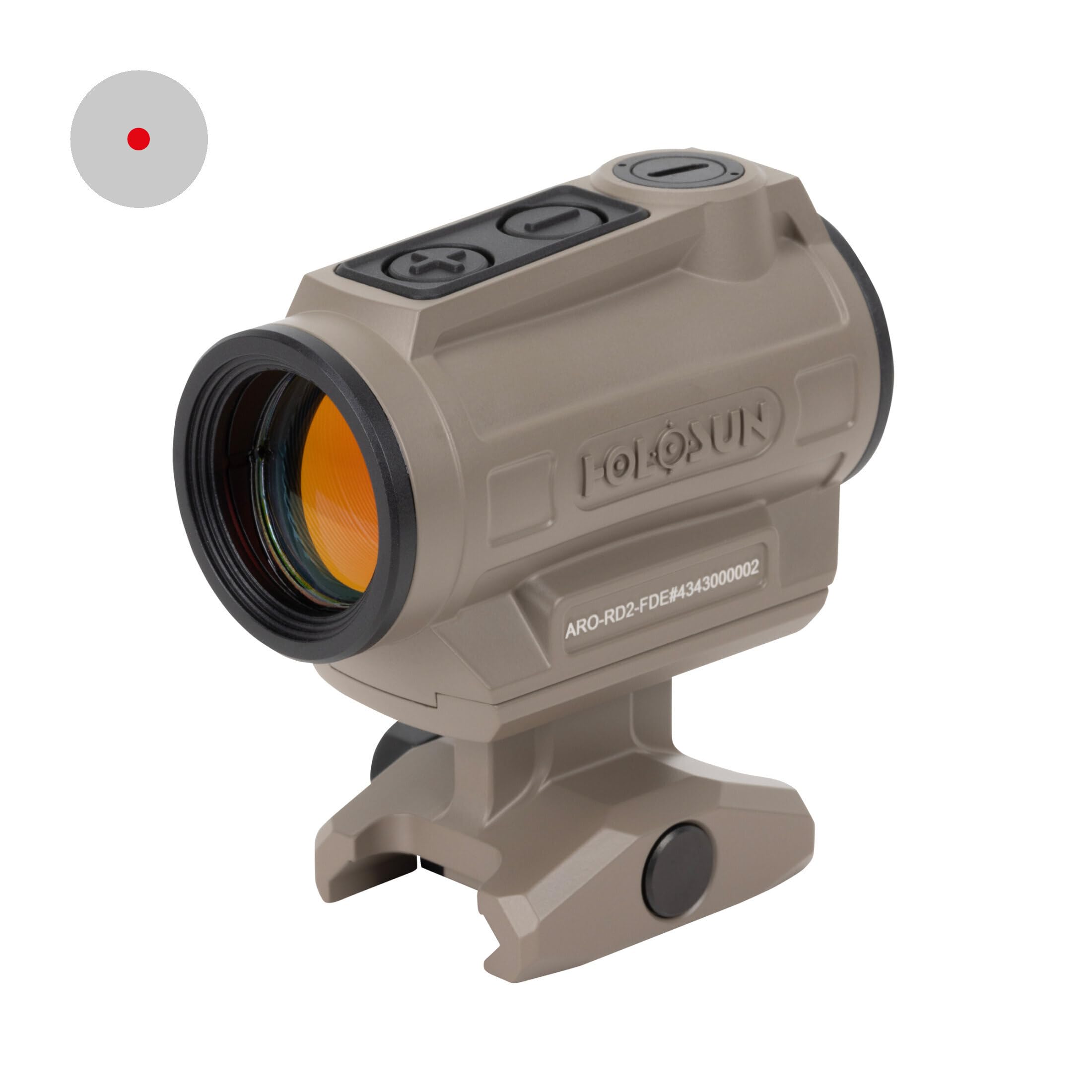 HolosunARO-RD2-FDE Microdot Rotpunktvisier mit 2MOA Punktabsehen, FDE, Picatinny-Schiene, für die Jagd, Sportschießen und Softair, taktisches Mikro-Rotpunkt-Visier - 70190793