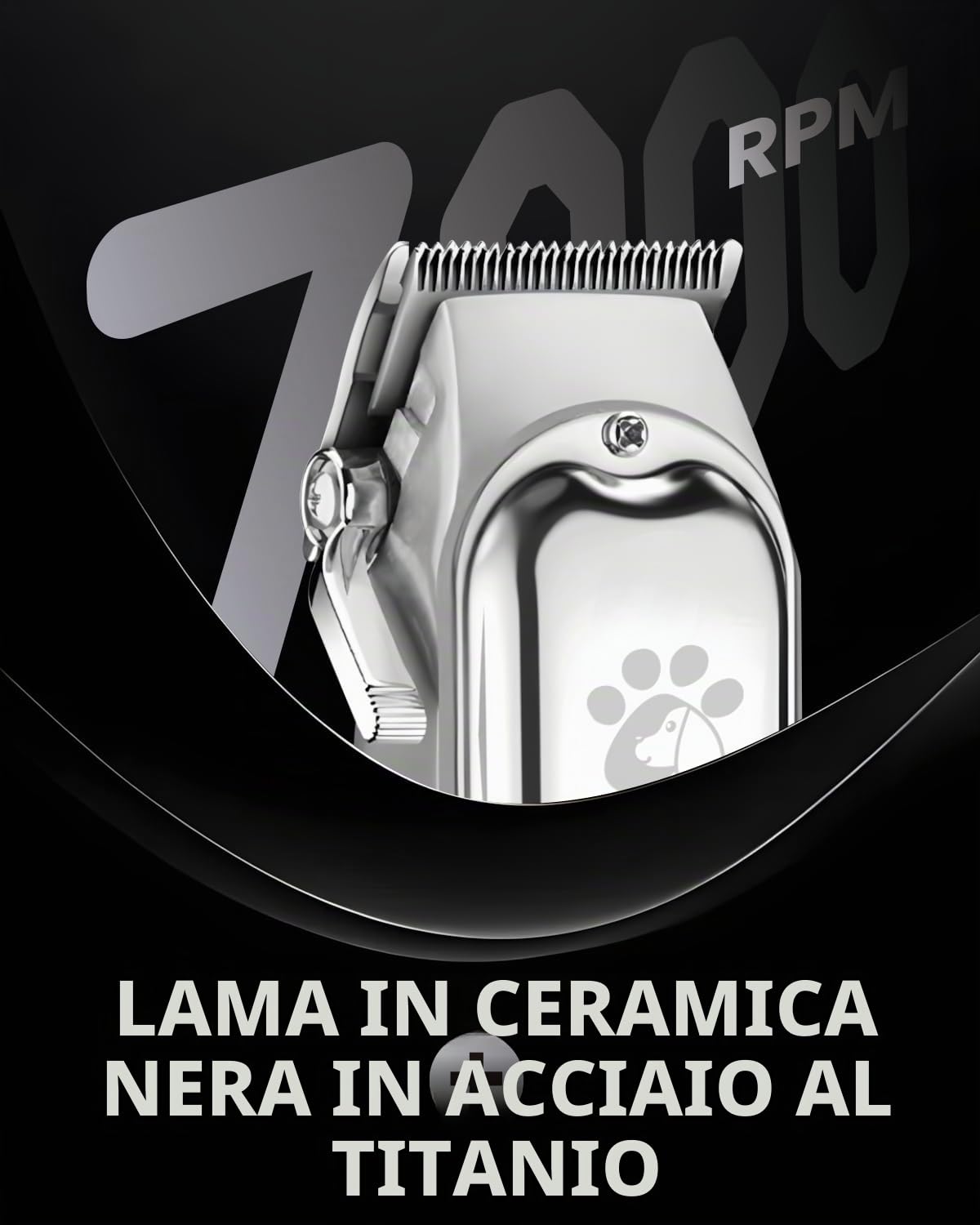Tosatrice professionale per cani per capelli spessi, corpo interamente in metallo, lama in ceramica nera, display a LED, kit per toelettatura cani senza fili ricaricabile a basso rumore