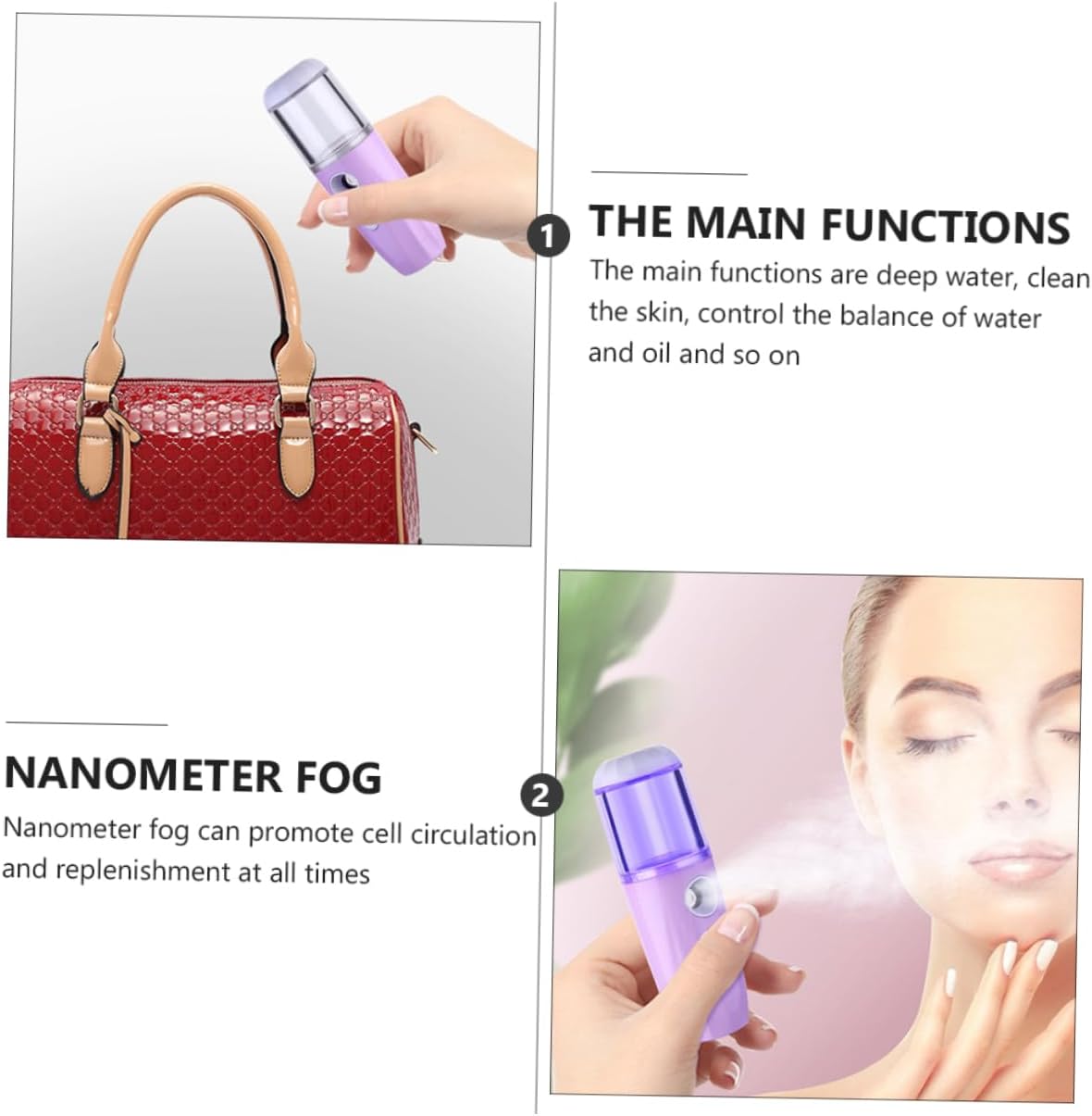 Garneck Portable USB Charging Facial Mister Capacity Hydrating Steamer for Moisturizing and Beauty Care Compact Lightweight Design for Home and Refreshing