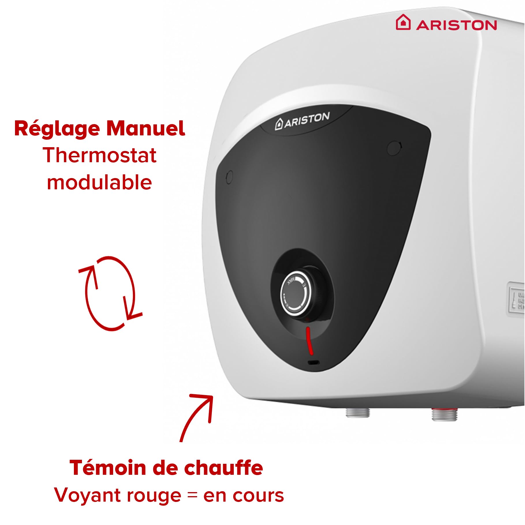 Ariston ANDRIS LUX - Chauffe-eau électrique Sur Évier 30 litres - Puissance 2000W - Compact, facile à utiliser - Conçu et fabriqué pour être installé en France