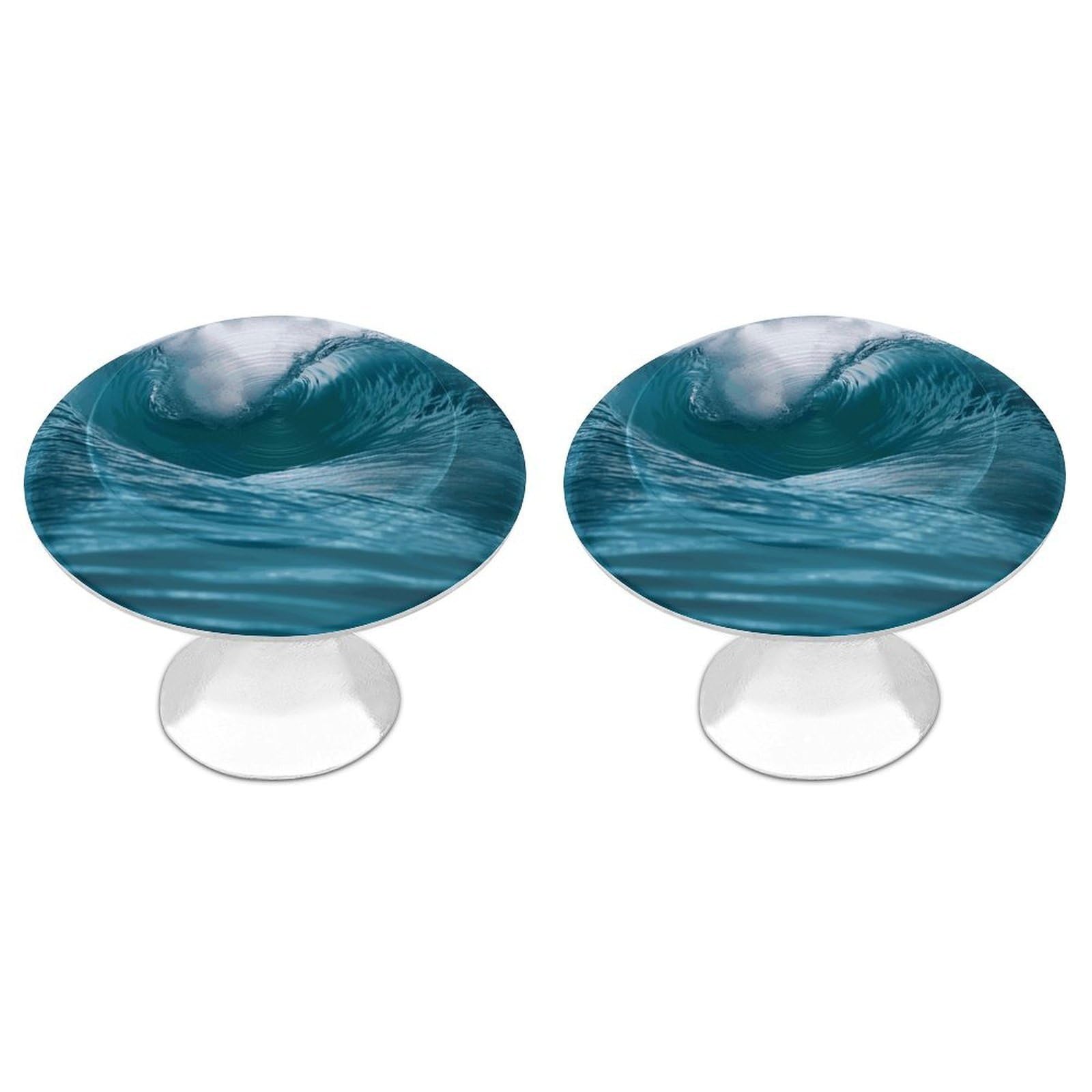 FekiLoot Ocean Wave Cabinet Knobs Personality Stainless Steel Round Drawer Handles Circle Modern Cabinet Handles Drawer Knobs for Kitchen Dresser Bathroom Cupboard Furniture