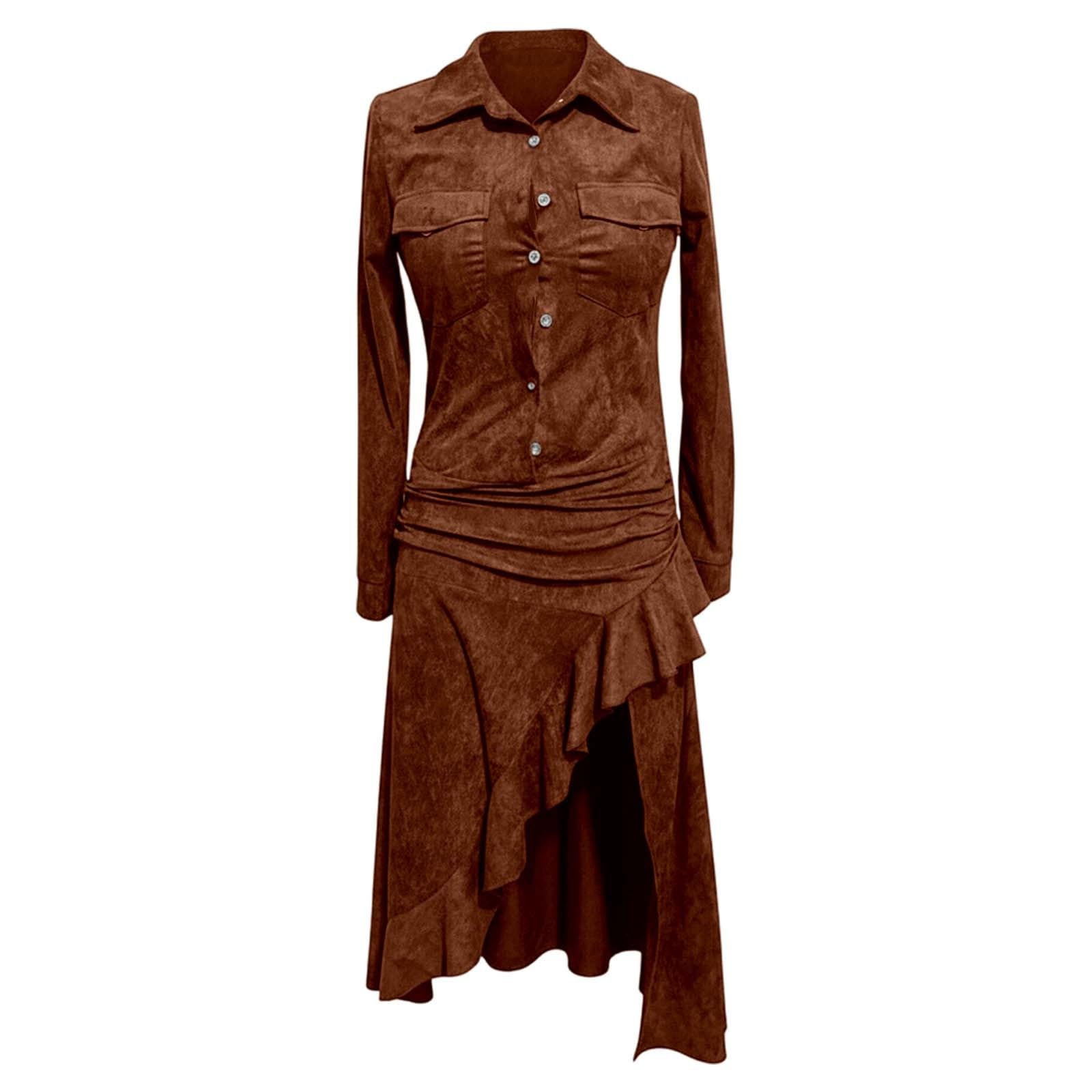 Generisch Elegante abito aderente a maniche lunghe con colletto, spacco laterale, cerniera frontale, perfetto per l'inverno, casual, da sera, da donna