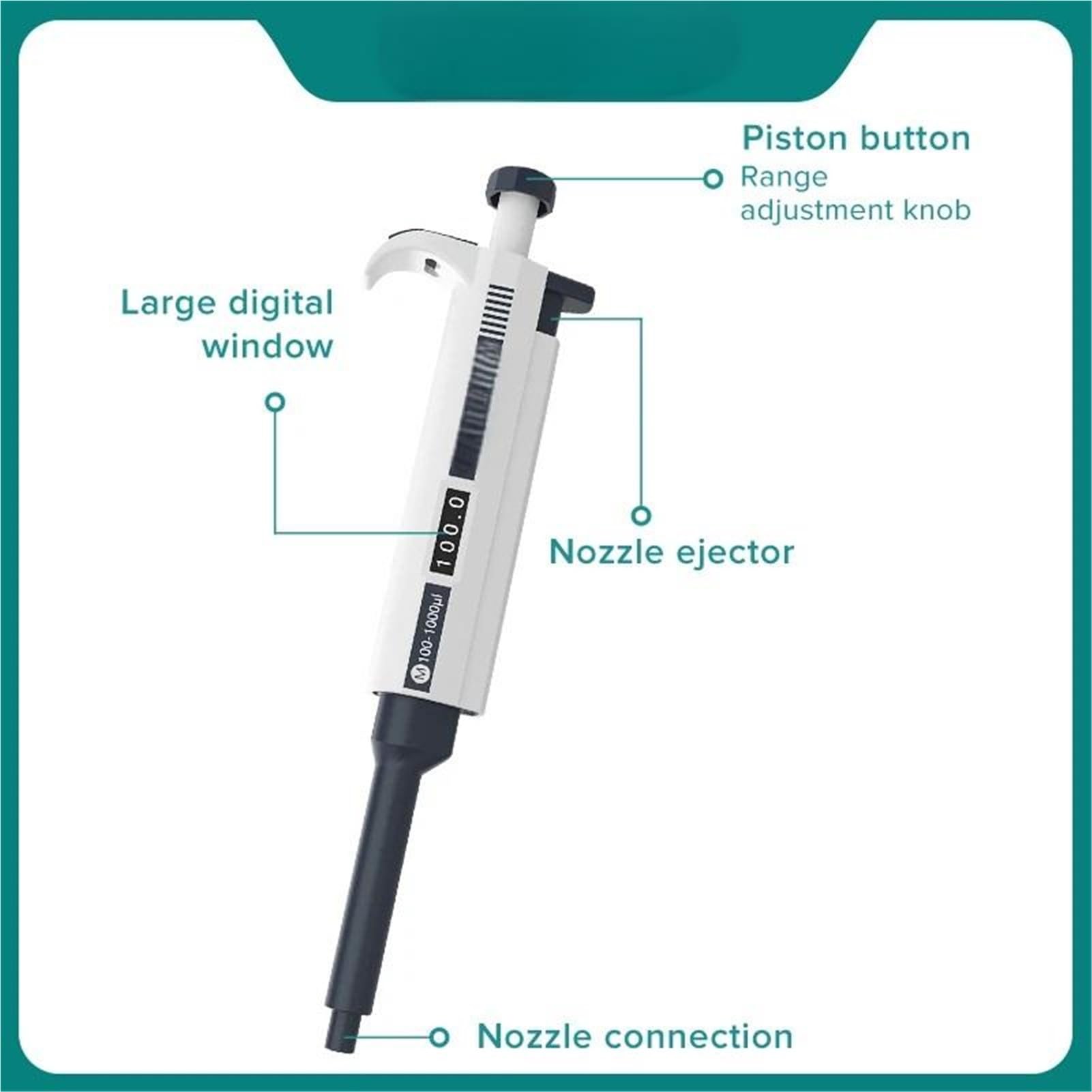Pipeta de transferencia de laboratorio ajustable manual de un solo canal de 3 piezas para laboratorios(20-200ul)
