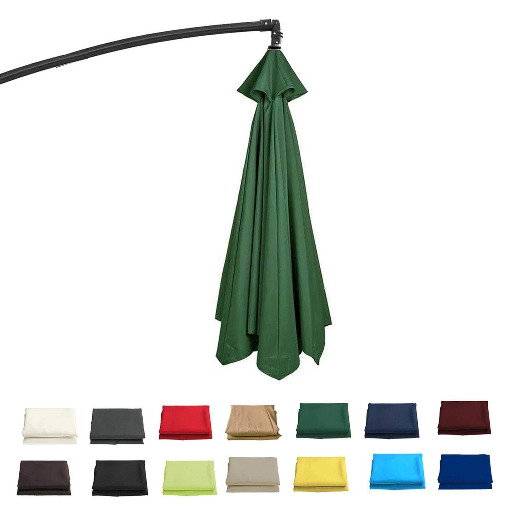 GZDXBF Sun Umbrella Replacement Cloth｜Replacement Parasol Cover｜200/230/250/270cm/300cm-6/8ribs｜Garden Parasol Canopy Cover Replacement (UV 50+ Protection)(Green,6 RIBS: 300CM/9.8FT)