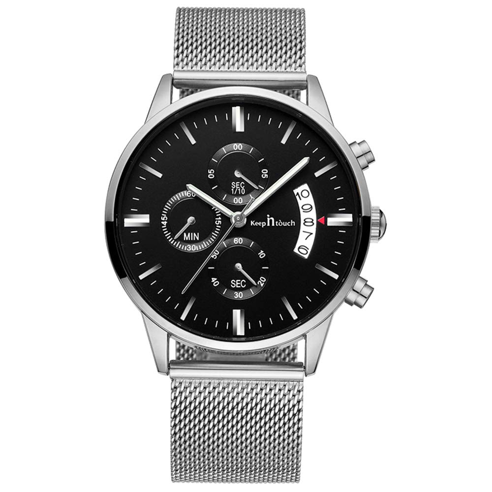 MICGIGI Elegante reloj de pulsera analógico de cuarzo japonés resistente al agua con correa de acero inoxidable