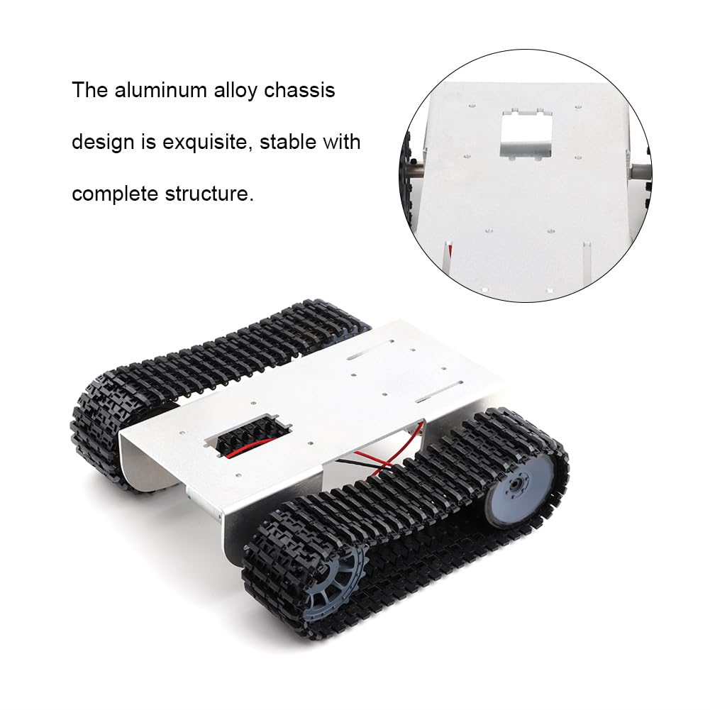 Chasis de tanque MEEVINWH para proyectos de robots, chasis de plástico de alta calidad, marco de aleación de aluminio, motor de doble acción, orugas de gran superficie (versión no