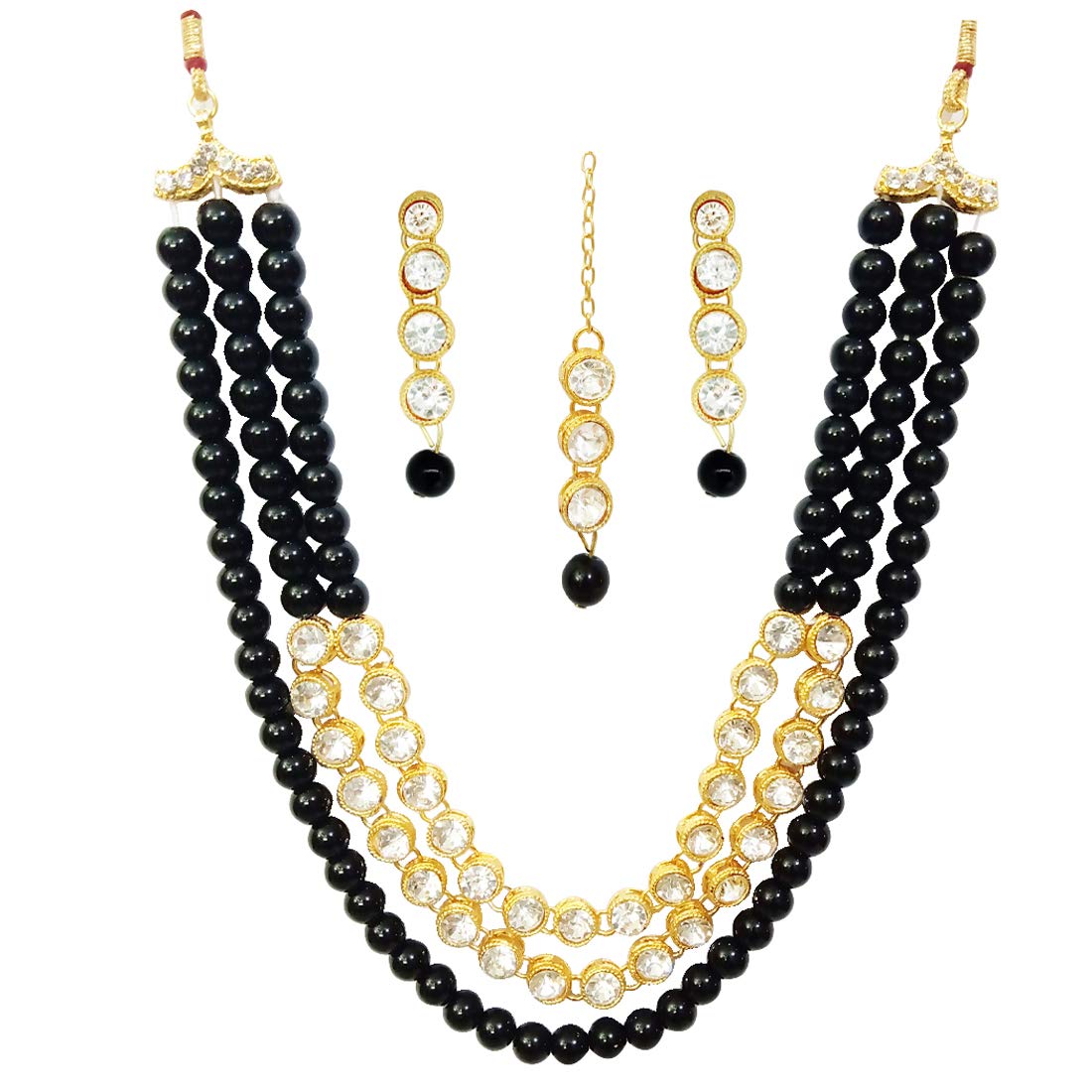 Chrishan high Gold Plated Designer Alloy Beautiful Stone and Pearl Necklace Set for Women and Girls. (Black) (B08267TGKG) Amazon Price History, Amazon Price Tracker