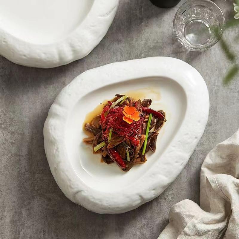 Amazon.co.jp: 絶妙なプレート、白い三角形の石セラミックの冷たい皿