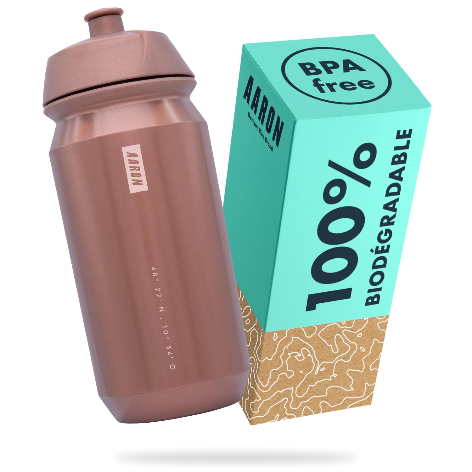 AARON ECO Drinkfles, 100% biologisch afbreekbaar, 750 ml, licht en