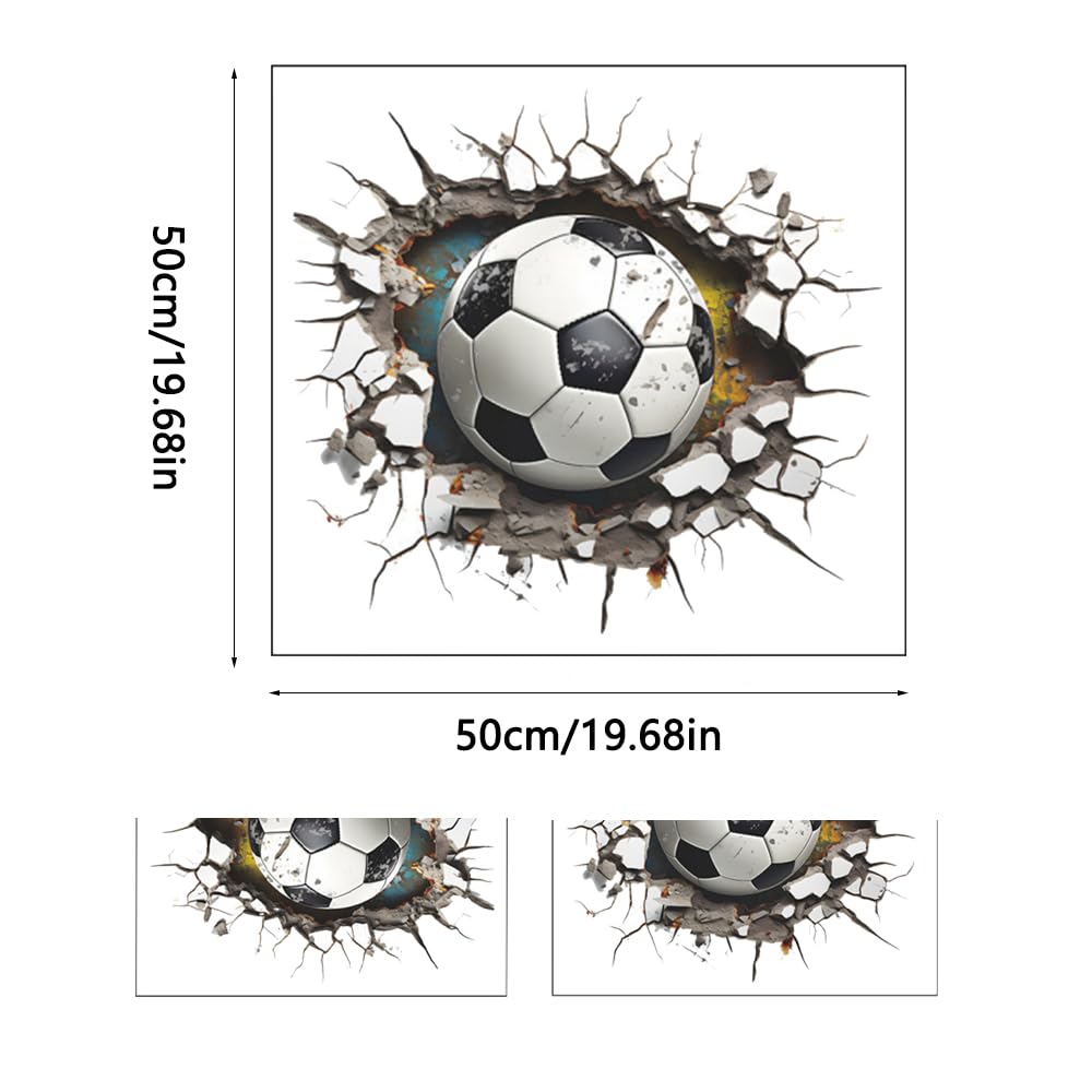 Pegatinas de Pared Fútbol, 3D Vinilos de Pared Decorativos, Pegatinas de fútbol en 3D para Habitación de Adolescentes y Niños Vinilos Adhesivo Pared Futbol Poster Futbol Decoración de Pared