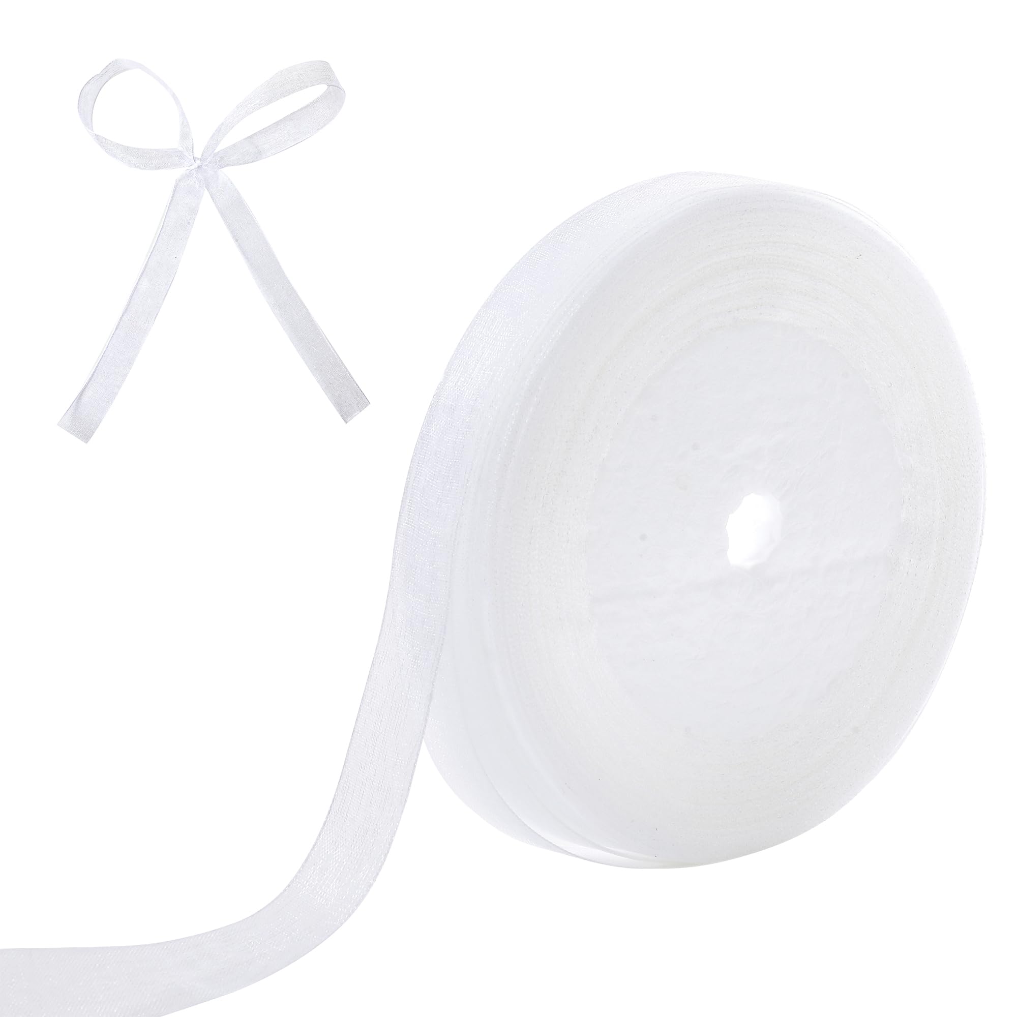 Photo 1 of 100 Yards Sheer Ribbon,1/2 inch Thin Organza Tulle Ribbon, White Mesh Chiffon Ribbon for Gift Wrapping, Wedding, Crafts, Decoration