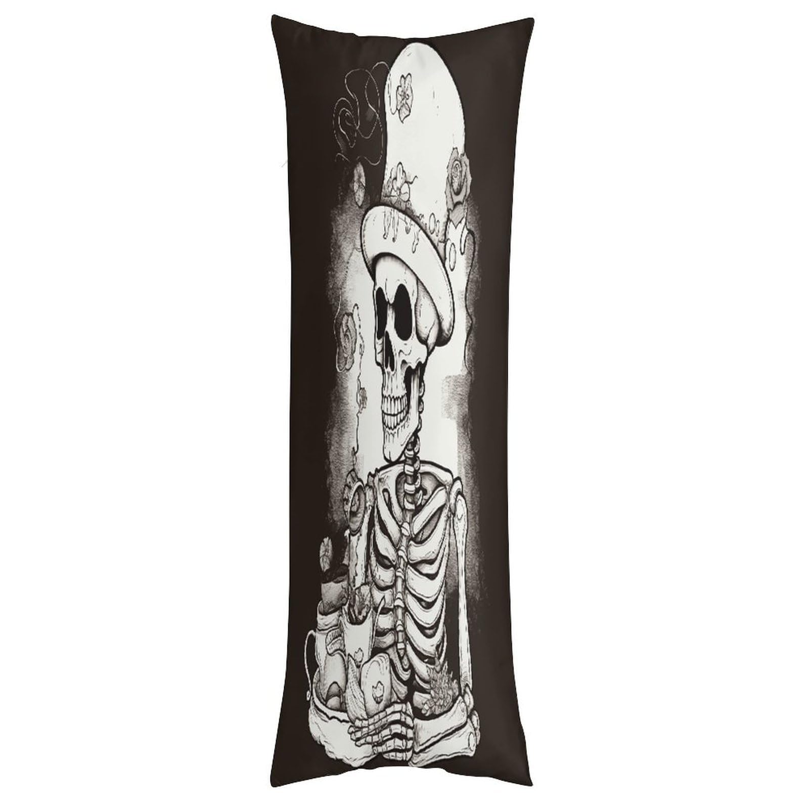 LDGSUPH Skeleton Chef Pillow Cases Soft Pillowcase with Invisible Zipper Wrinkle Resistant Pillow Covers Breathable Removable Pillow Protector for Bed Sofa Car 20"x54"