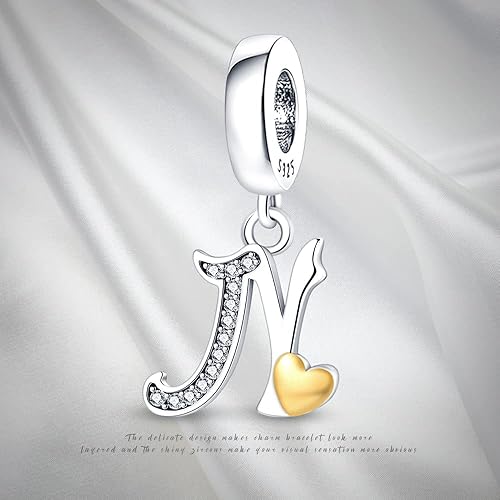 Miniatura 6 de Pandach Dijes de plata de ley 925 con letras iniciales del alfabeto de la A a la Z, plata maciza, circonitas cúbicas, colgantes para pulseras