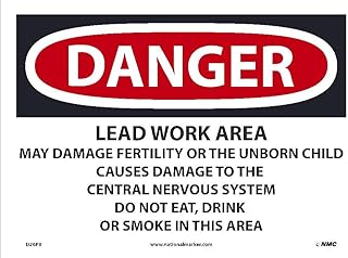 NMC D26PB National Marker Danger Sign -Lead Work Area 10 Inches x 14 Inches, Ps Vinyl