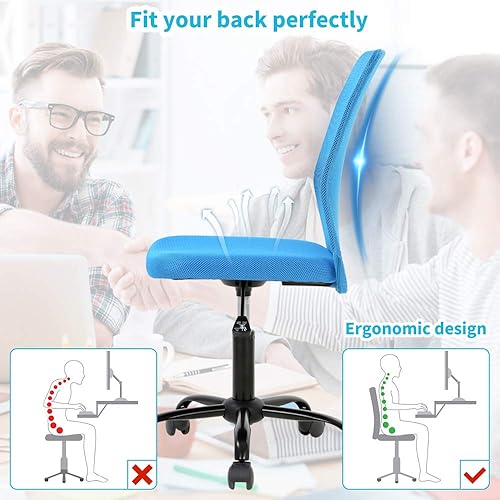 Miniatura 34 de Silla de escritorio ergonómica con respaldo medio, silla de oficina, para oficina en casa, silla de oficina moderna, sin apoya brazos, silla Negro