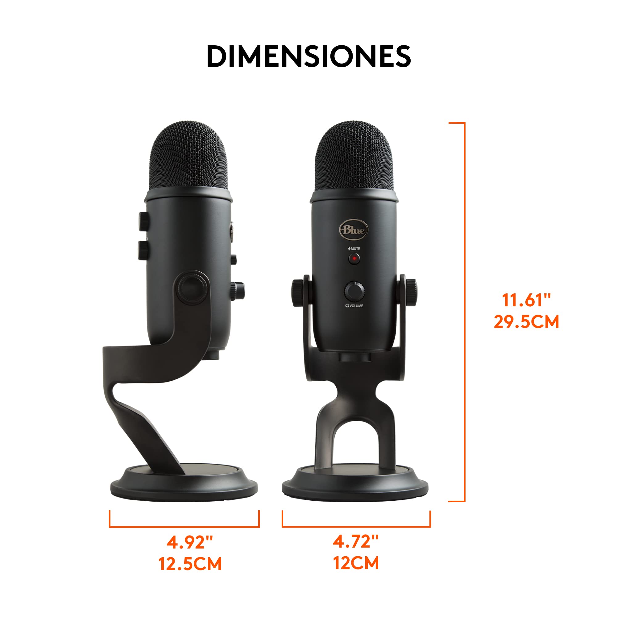 Logitech for Creators Blue Yeti Micrófono USB para Grabación, Streaming, Gaming, Podcasting en PC y Mac, Micro de Condensador para Ordenador, Soporte Ajustable, Plug&Play - Negro