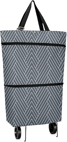 Carrito de comestibles con ruedas, reutilizable, portátil, plegable, para tirar de la mano, bolsa de comestibles plegable con correas de mano,