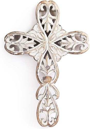 AMERINDIAN Cruces de pared de madera, escultura de arte espiritual decorativa de 12 pulgadas para colgar en la pared, religiosa, rústica, de cruz