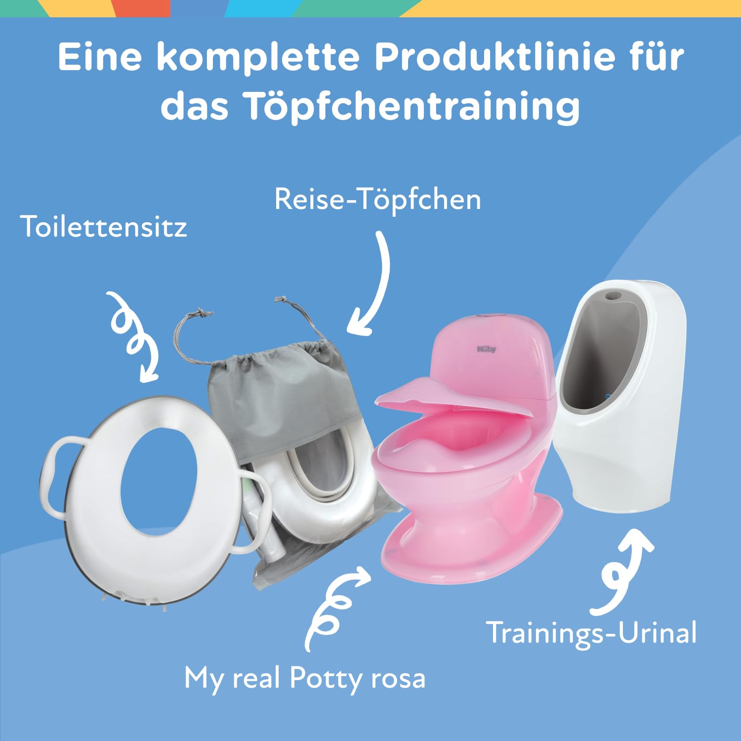 Nuby - My Real Potty - Baby-Töpfchen für Töpfchentraining – Töpfchen für Kinder mit Spülgeräusch & Batterien Inklusive – Kindertoilette ab 18 Monaten – Realistisches Baby WC Zum Üben – Weiss
