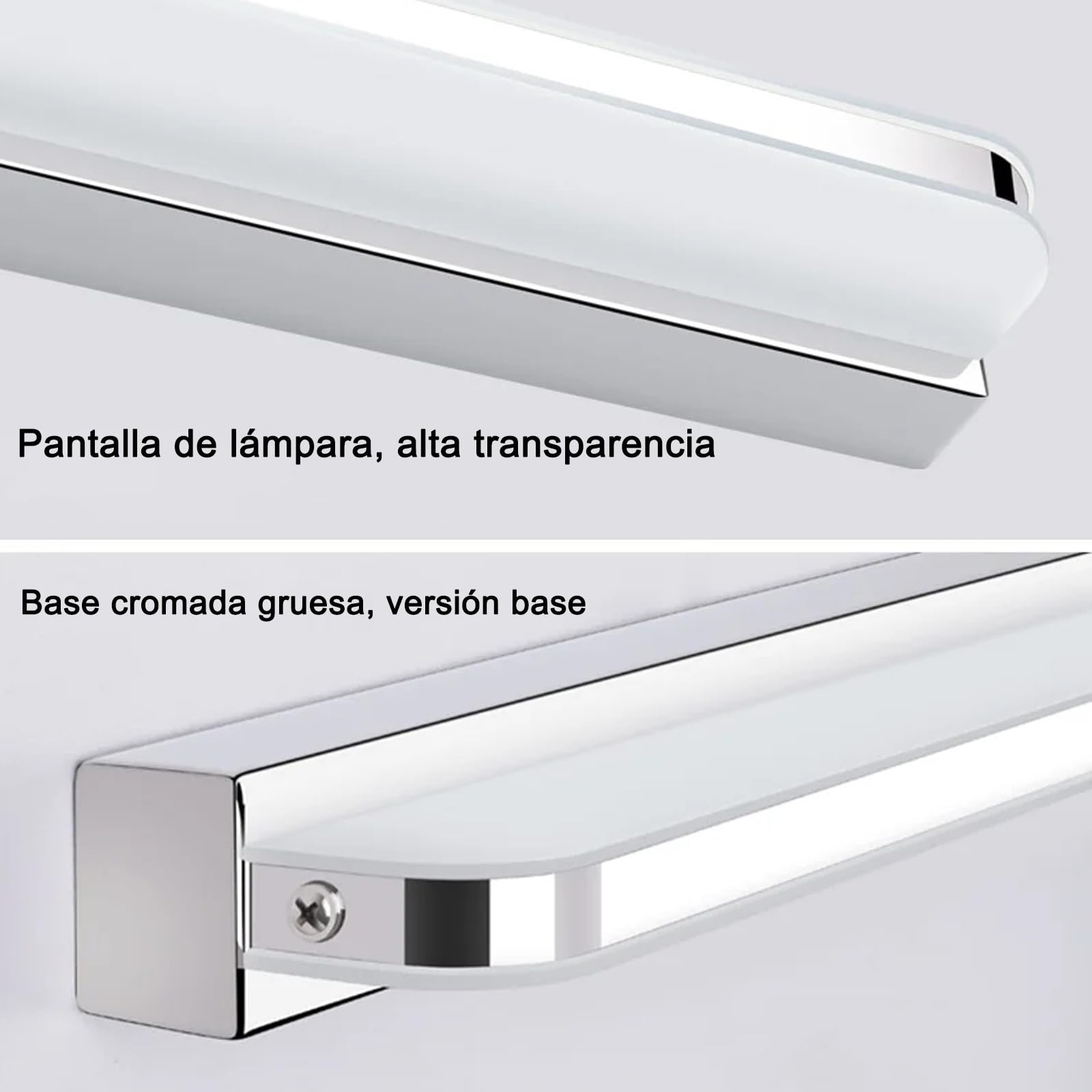 espejo de luz de baño de luz, cuarto de baño lámpara de pared de acero inoxidable, espejo de la lámpara de 42cm 9W, Led Lámpara de Pared de IP44 Impermeable (Blanco natural)