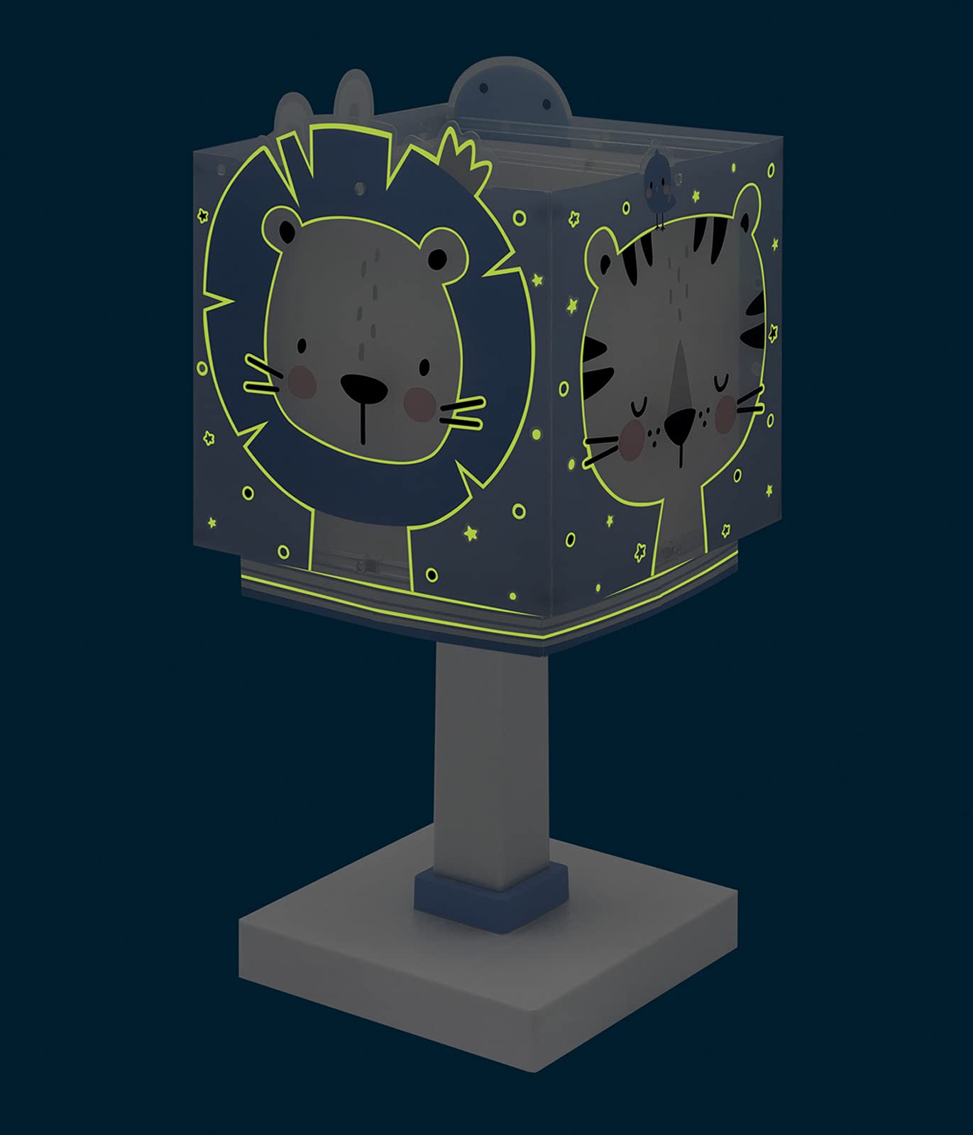 Dalber Lampe De Chevet Enfant Baby Jungle Animaux Tigre Lion Ours Lapin Bleu 63111T, E14