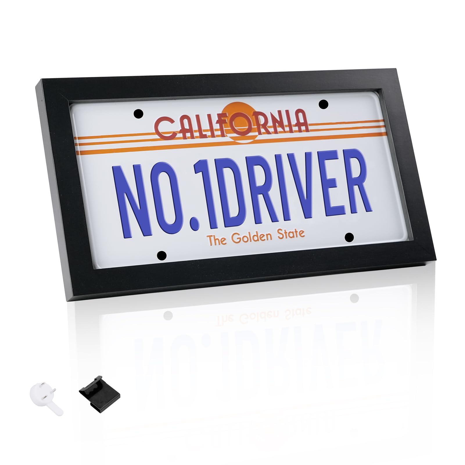Yuzhrao License Plate Wall Frame - Black License Plate Frame for 6