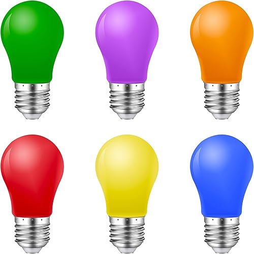 MZyoyo Bombilla LED de color de 1 W bombillas de colores E26E27 K45 bombilla LED multicolor rojo amarillo azul verde naranja morado para decoración