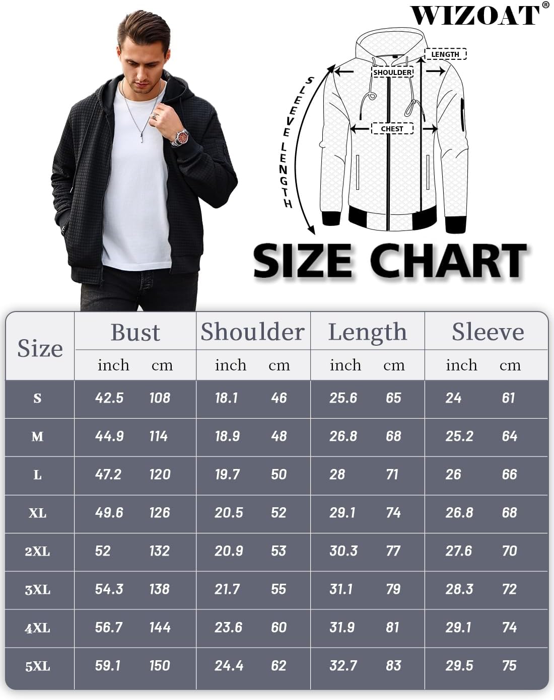 Mens Zip Up Hoodie Full-Zip Sweatshirt Lightweight Loose Fit Hooded Jackets - Image 7