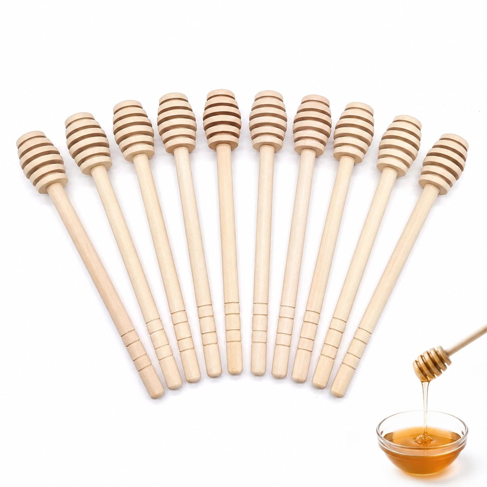 10 Pack 6 Inch Natural Lotus Wood Honey Dipper Sticks, Food-Safe Wooden Honey Spoons Stirrers for Drizzling Honey, Syrup, Coffee, Tea & Desserts