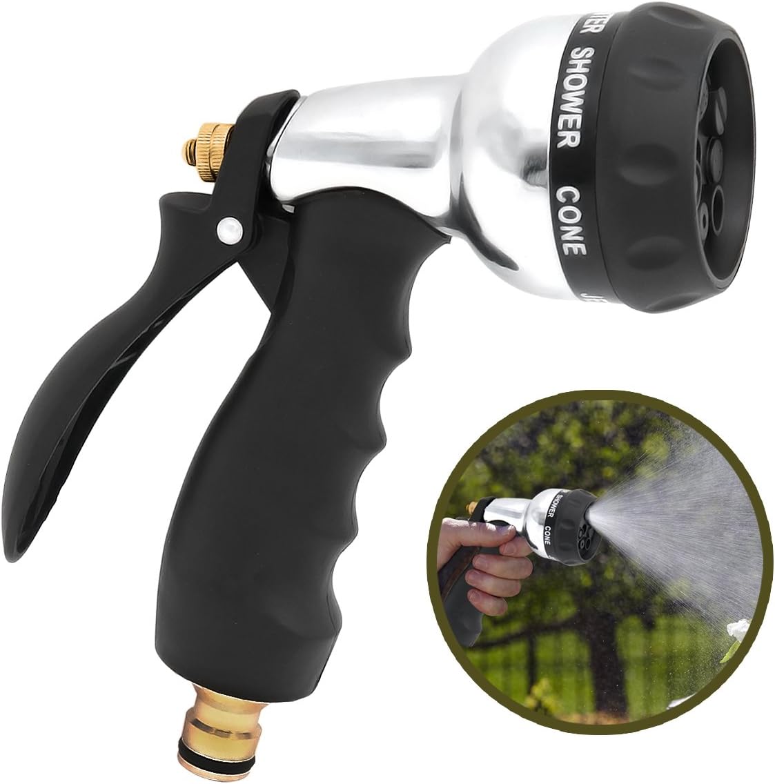 Garden Hose Nozzle, Aodoor Spray Gun 7 Different Spray Settings Spray Nozzle - Perfect for Car Wash, Cleaning, Watering Lawn, Garden, Plants Washing Dogs & Pets etc