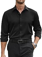 COOFANDY Men's Stretch Long Sleeve Dress Shirt - Regular Fit Button Down for Business, Wedding, Casual Wear