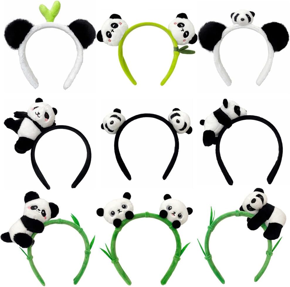 ikasus Panda Doll Headband Panda Brooch Panda Doll Hairpin Animal Head Accessory Panda Hairband for Children Girls Boys, Type 6, 8.26inx7.08in