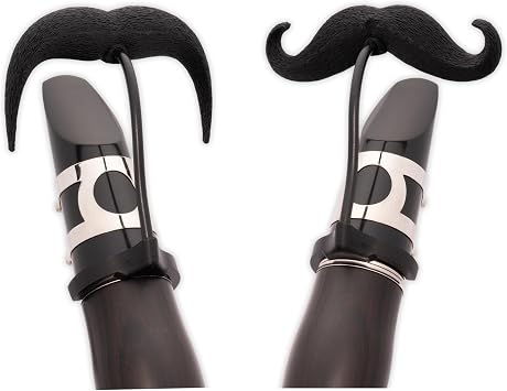 Clarinet-Stache 2.0 - [2-Pack] Clip-on Mustache for Clarinet, XL and Handlebar Combo Version, by Brasstache