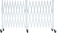 Vista 4 de Barrera extensible de metal, diseño giratorio, barrera de seguridad móvil, 18 pies, puertas de acordeón interior/exterior, valla retráctil flexible