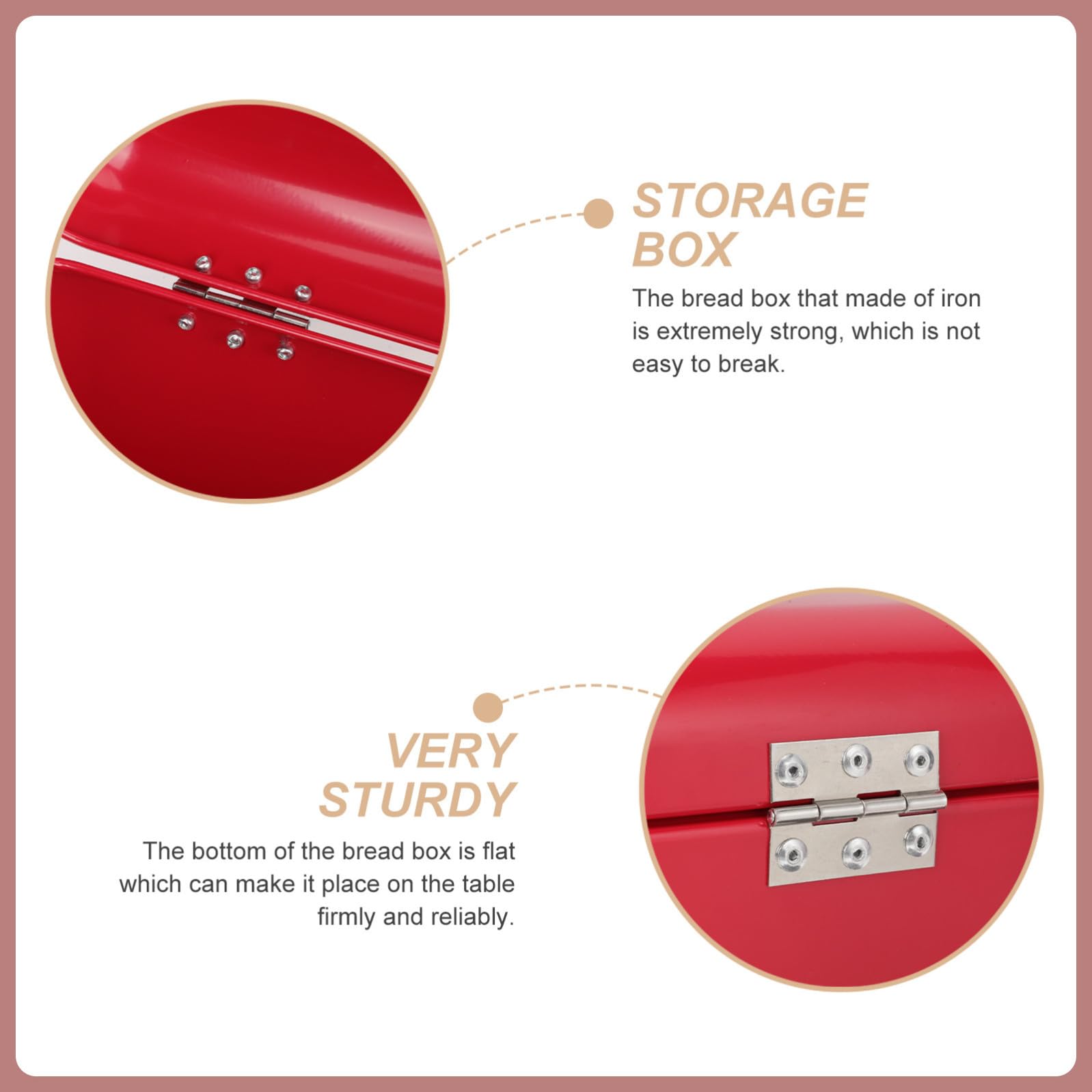 DOITOOL Scatola Porta Pane Contenitore Creativo in Ferro Rosso Chiusura Ermetica Resistente per Cucina della Cucina