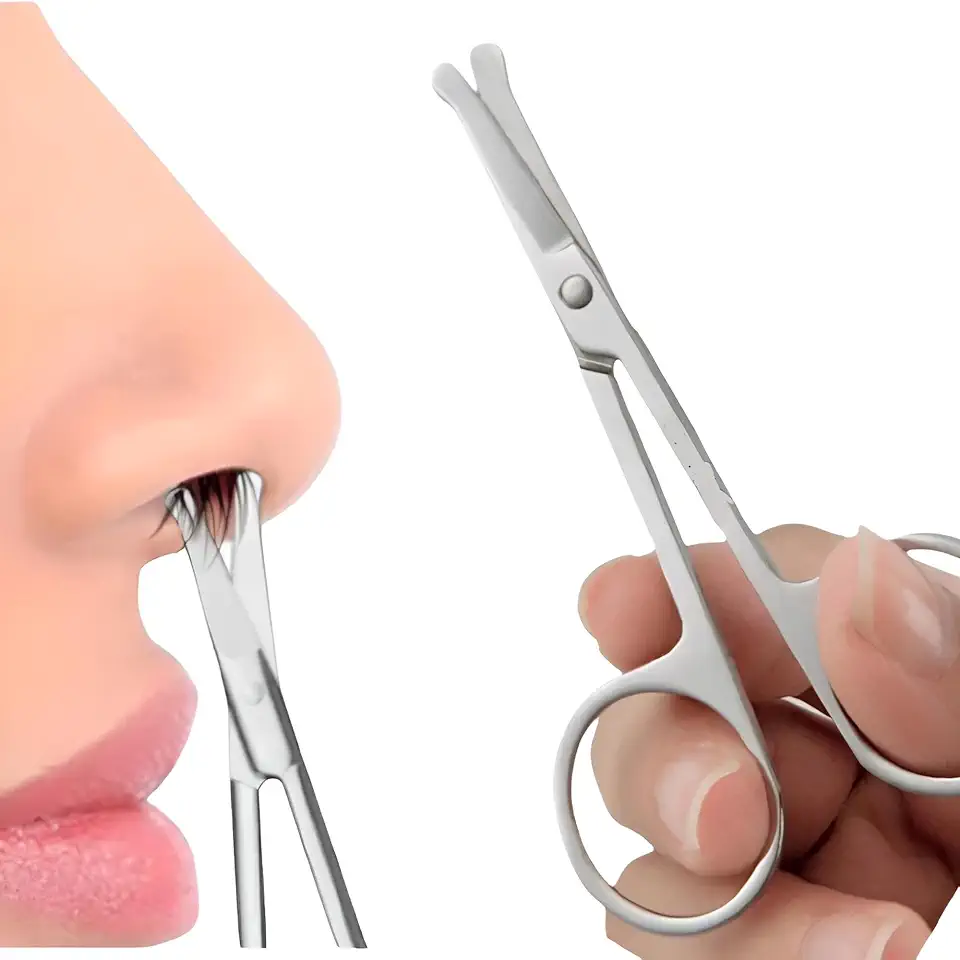 Tesourinha De Unha Bebê e Recém Nascido Ponta Arredondada Em Aço, Tesoura De Precisão Ponta Curva Inox - Unhas, Sobrancelhas Cílios e parte interna do Nariz