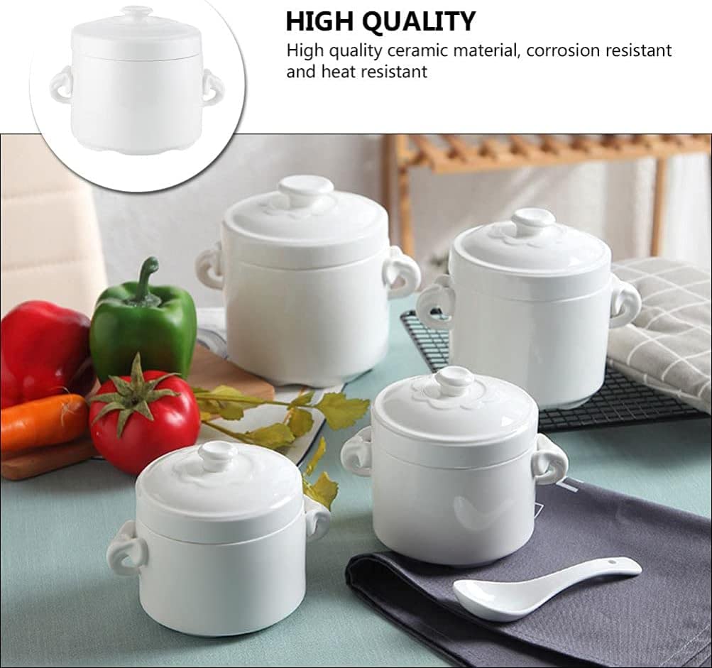Keramik-Schüssel Glas Kochgeschirr aus Keramik Keramik-Suppenschüsseln mit Griffen und Deckeln Keramik-Schüssel for Suppen Eintöpfe Müsli-Suppe Reis Nudeln und Haferbrei 520 ml Keramik-Nudelschüssel (