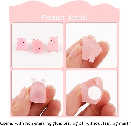 Miniatura 5 de Borrllkeer Paquete de 6 adornos para tablero de automóvil, lindo cerdito de la suerte, decoración interior de cabina de oficina, espejo retrovisor,