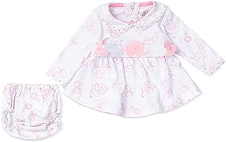 لوفلي لاند فستان ابيض للبنات بطباعة كاملة بلون بينك