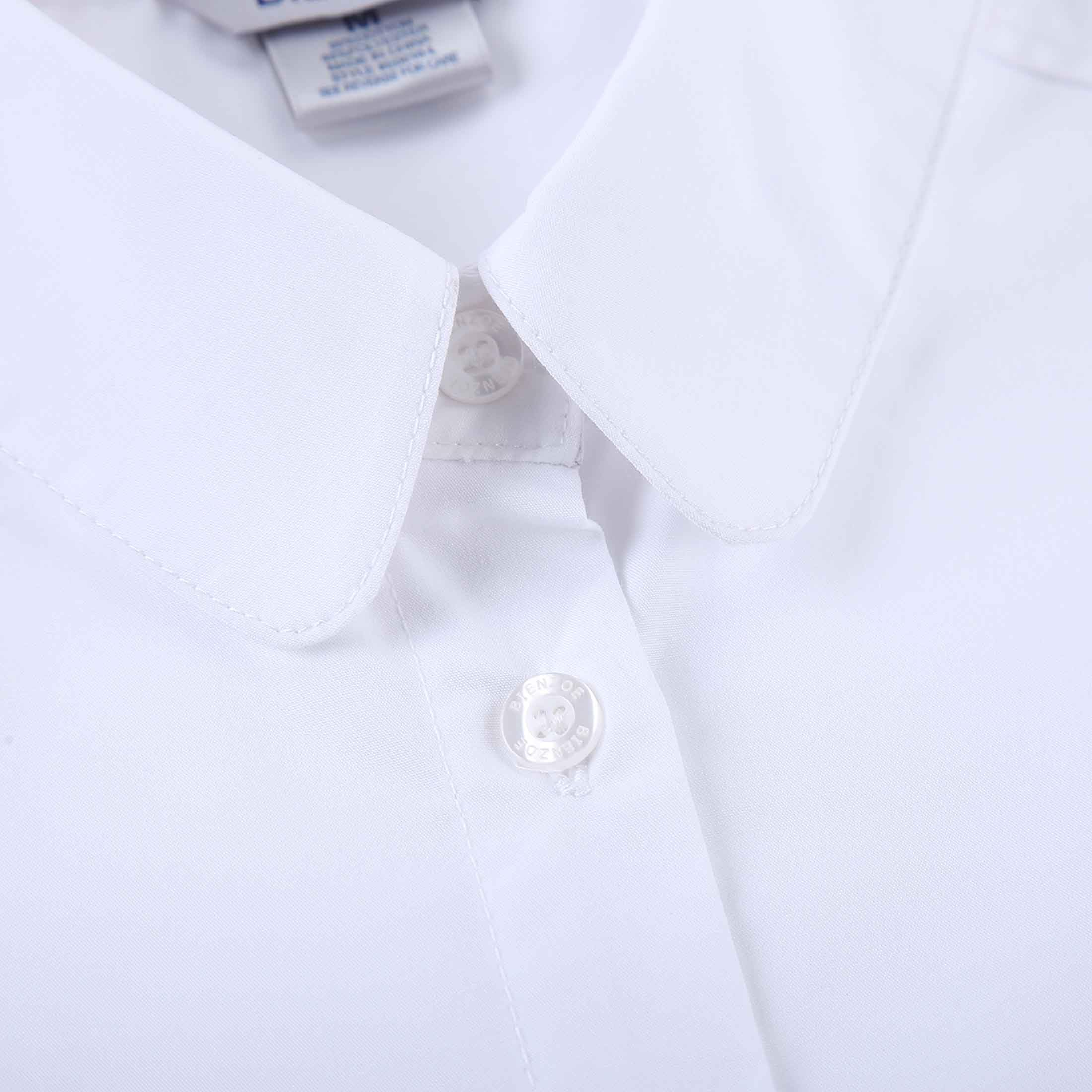 Bienzoe Niña Uniformes Escolares Oxford Manga Larga Blusa Blanco L
