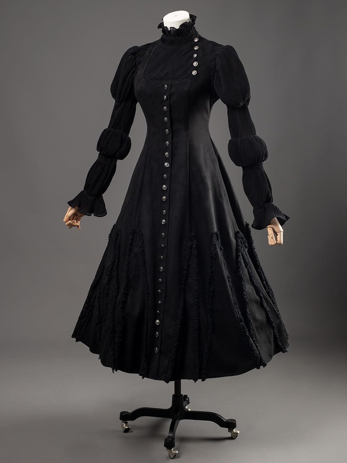 CosFantasy Cosplay Costume Womens Witch Costume Long Black Vintage Dress