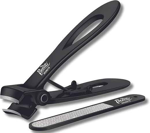 Beauté Secrets Luxury 15mm Wide Jaw Opening Nail Clippers for Thick Nails Fingernails and Toenails Clippers for Ingrown Toenails Oversized (Nail Clipper + Nail File)