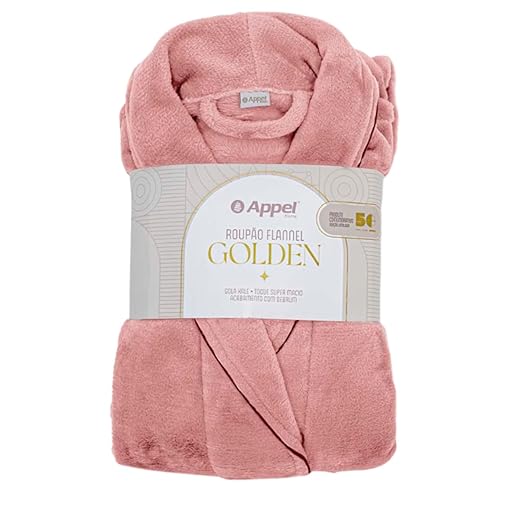 Roupão Banho Flannel Golden Adulto Unissex Toque Macio Microfibra Appel Home