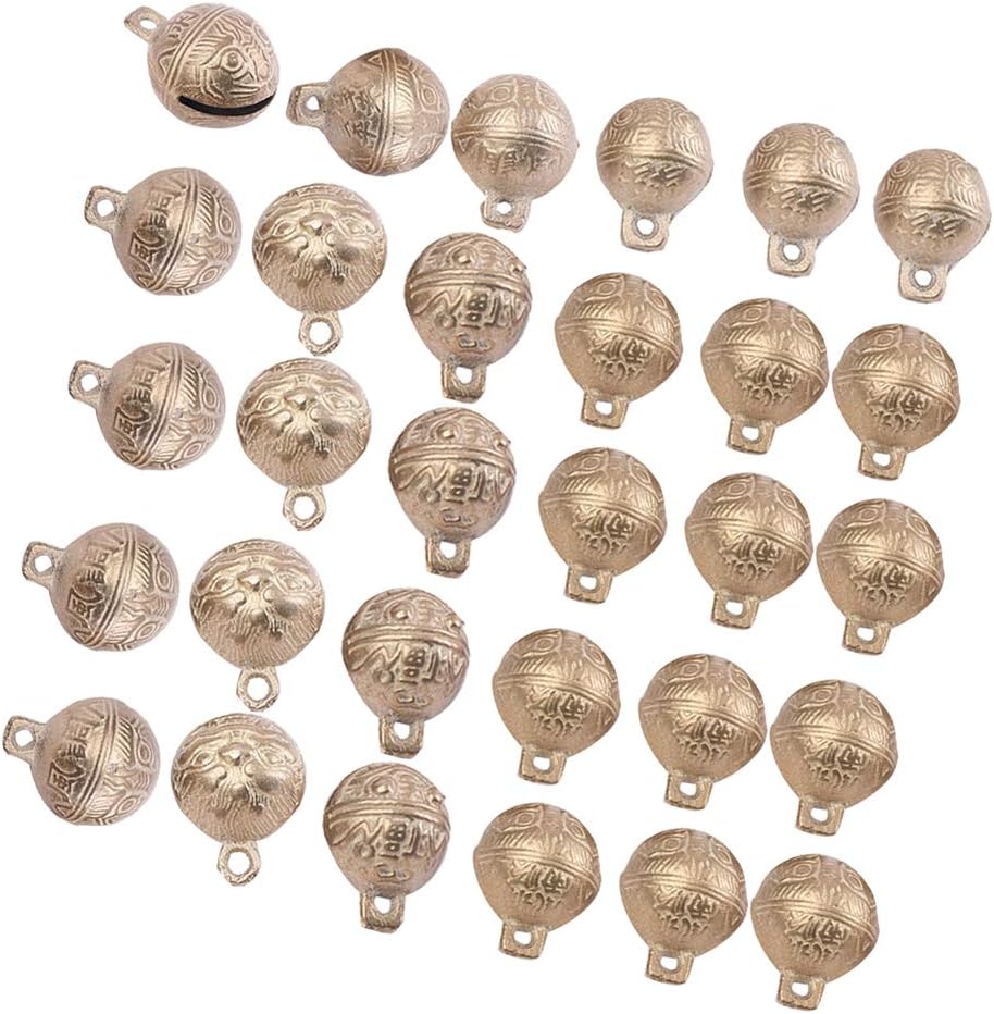SUPVOX 30Pcs Copper Bells Accessories 22Mm Tiger Head Pattern Diy Small Jingle Bells for Wind Chimes Jewelry Crafts Home Decoration - Image 3