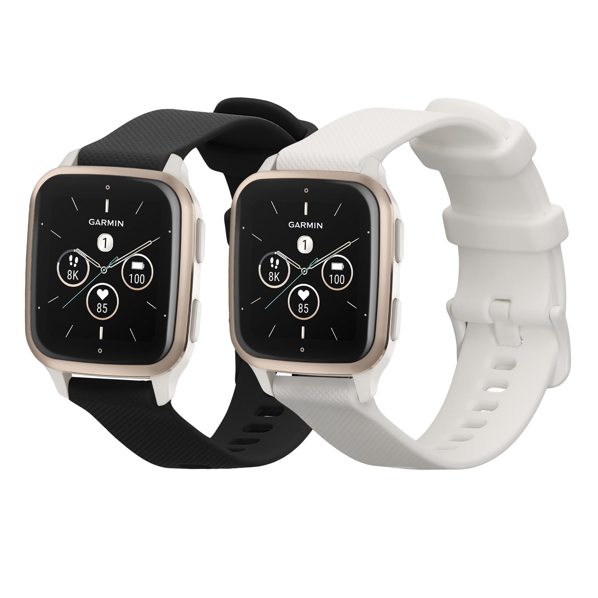 Kwmobile Sportarmband 2er-Set Für Garmin Venu Sq / Sq Music – Austauschbar, Verstellbar, TPU Silikon