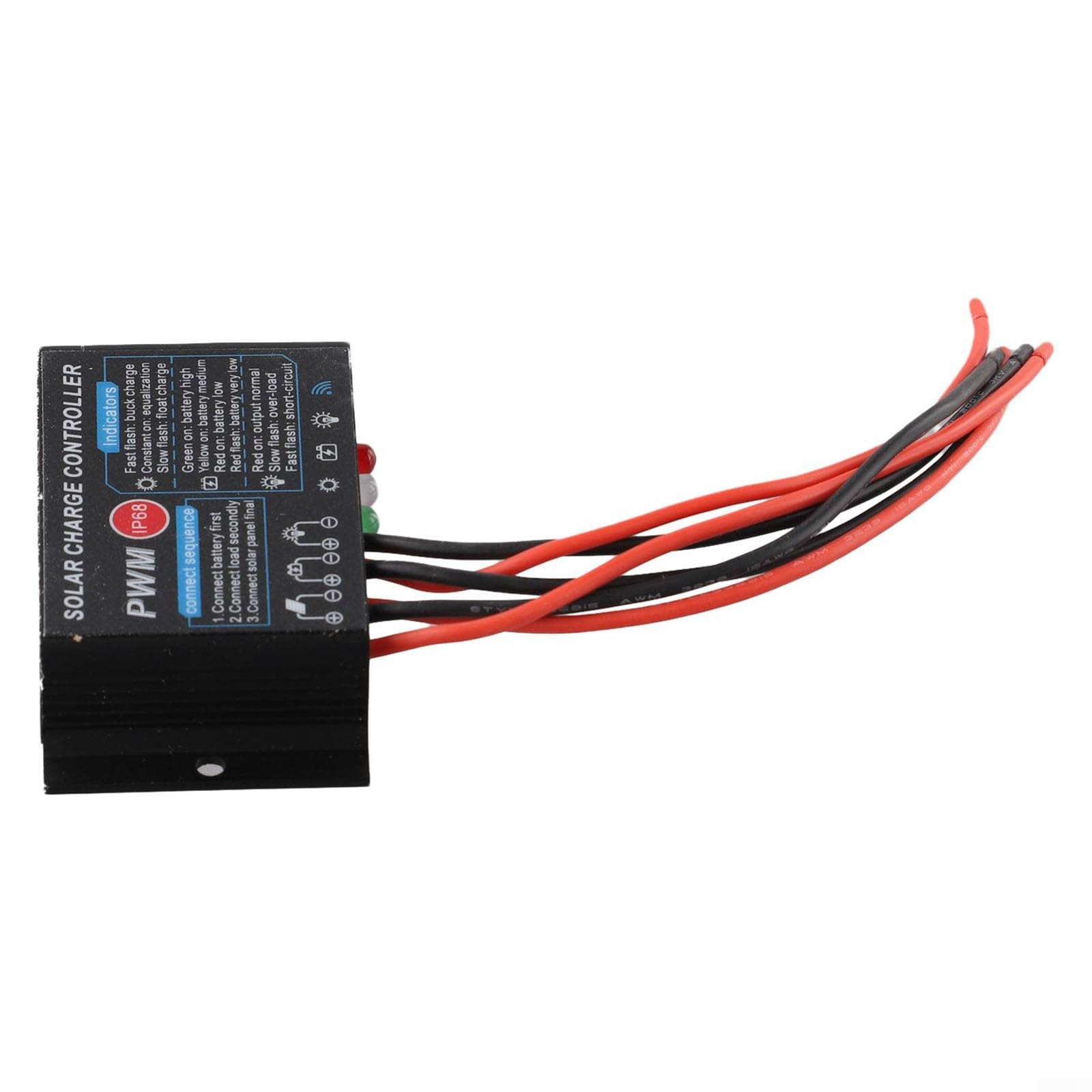 HpLive Solarer Laderegler 20A IP68 Wasserdicht für PWM 12V/24V 24-Stunden-Lastentladung Solarladeregler für Alternative Energiesysteme