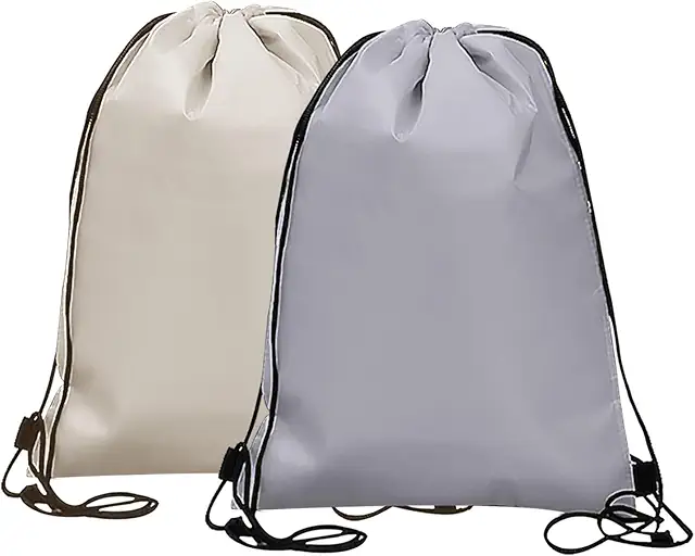 Lot de 2 sacs isothermes pliables avec cordon de serrage, beige et gris
