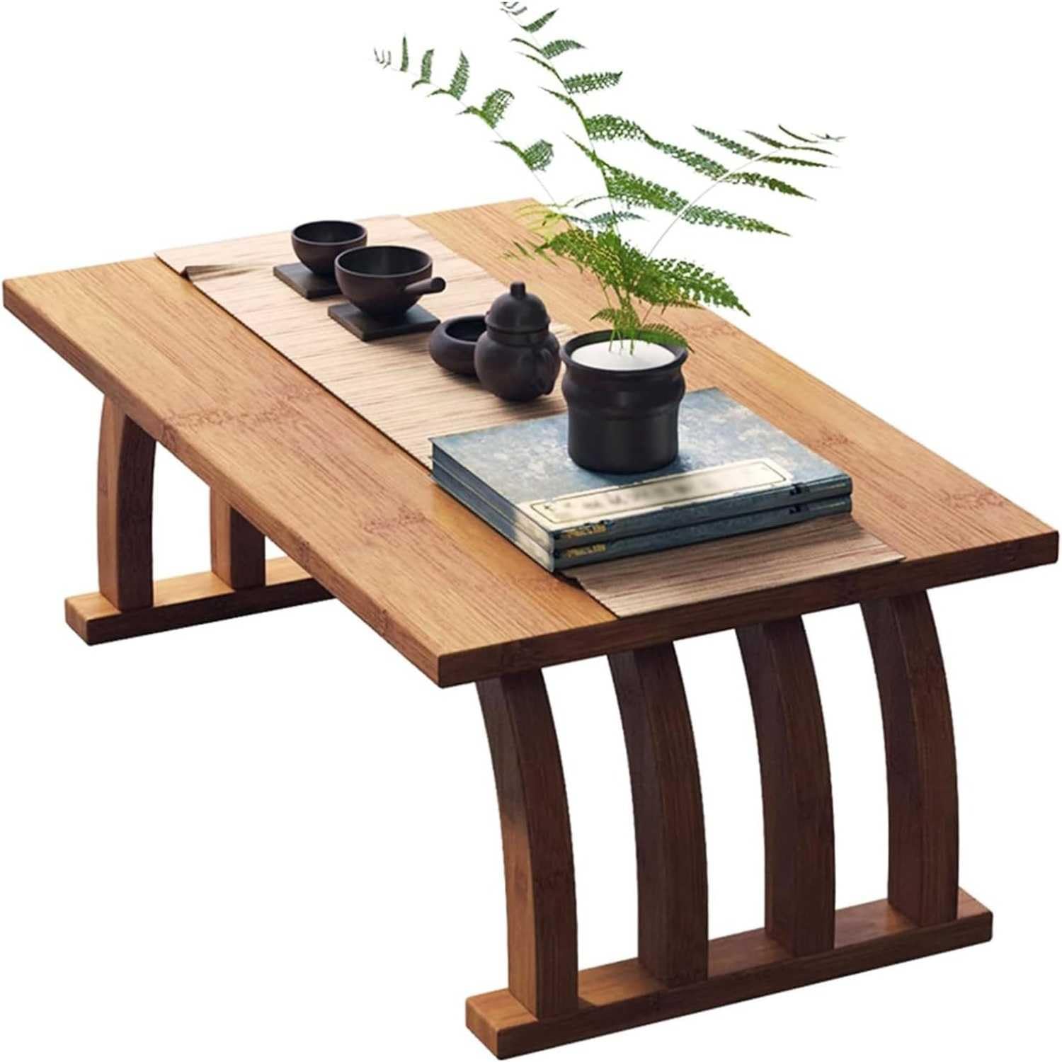 Table basse à thé de style japonais en bambou pour ordinateur et sol